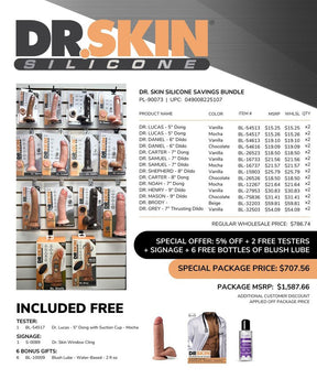 Blush Dr Skin Silicone Savings Bundle — Mixed Dildos & Lube - PL-90073