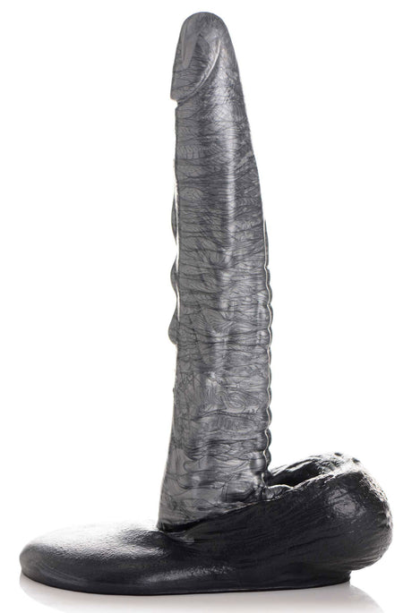 XR Brands Gargoyle Rock Hard Silicone Dildo — Silver, 9.3 in - CC-AG875-SLV