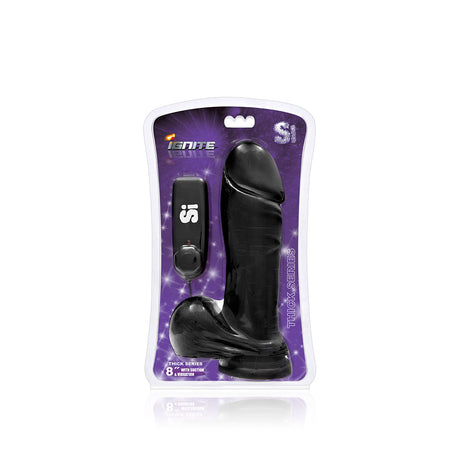 Ignite Cockrings 8" Vibrating Dildo with Suction Base — Black - SI-30131
