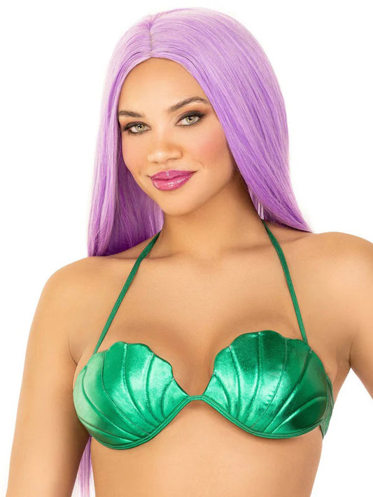 Leg Avenue Mermaid Shell Bra Top, Medium, Green - LA-A2901GRNMD