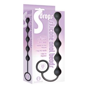 The 9's S-Drops Silicone Anal Beads - Black by Icon Brands