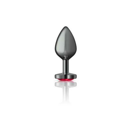 Deep Red Heart Gem Gunmetal Metal Plug - Md
