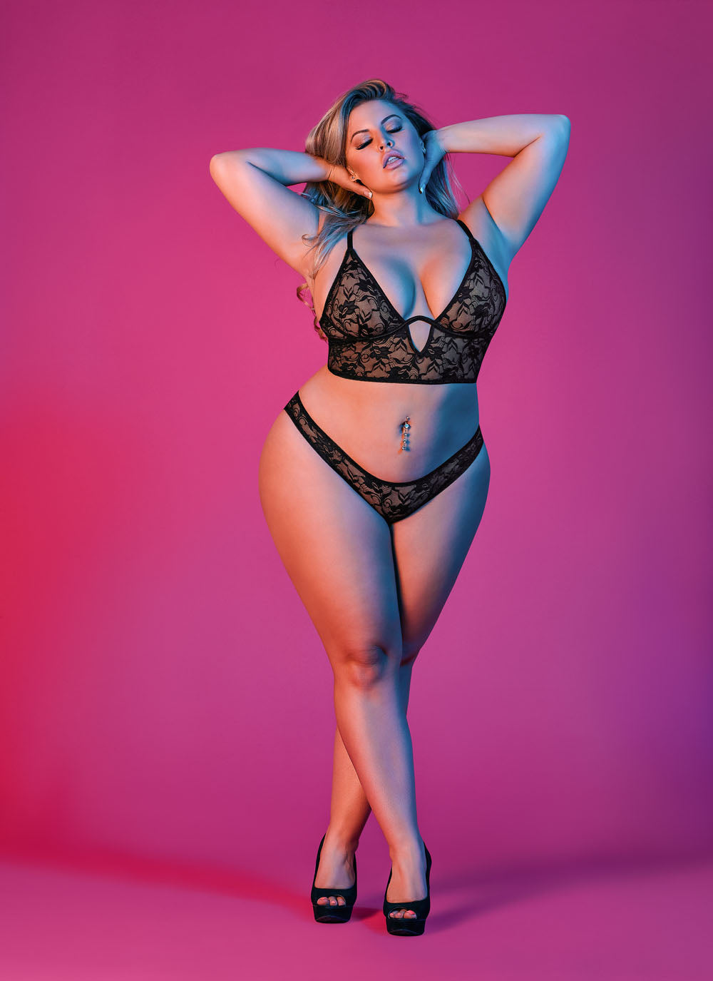 Sexy Time Underwire Bralette and Panty Set - Black - 1x-3x by Magic Silk