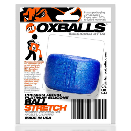 OXBALLS BALLS-T Pure Platinum Silicone Ballstretcher, Metallic Blue - OX-AJ1001-BLB
