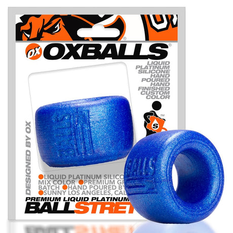 OXBALLS BALLS-T Pure Platinum Silicone Ballstretcher, Metallic Blue - OX-AJ1001-BLB