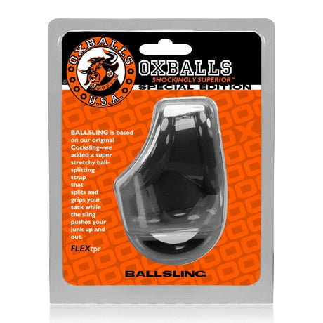 OXBALLS BallSling Cocksling — Black FLEXtpr Split Sling - OX-3027-BLK