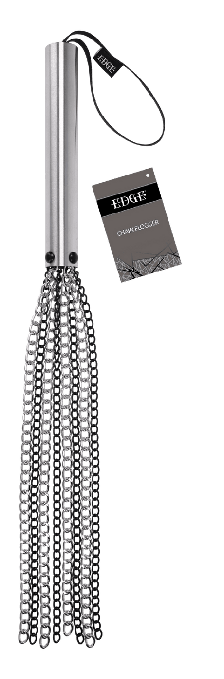 Sportsheets Edge Chain Flogger — Metal Handle, Black & Silver Chains - SP0634