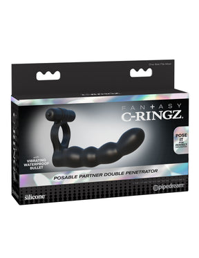 Fantasy C-Ringz Posable Partner Double Penetrator - Black by Pipedream