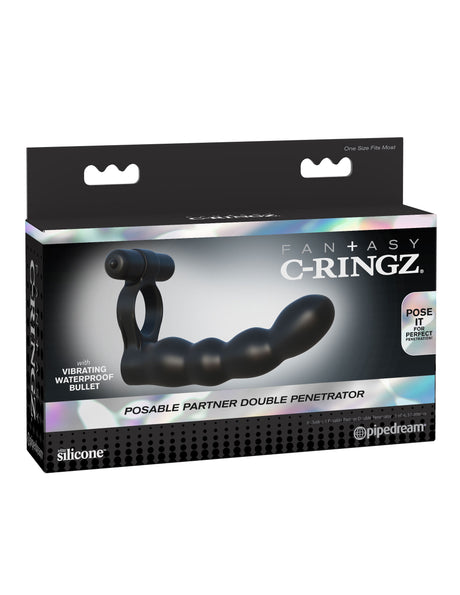 Fantasy C-Ringz Posable Partner Double Penetrator - Black by Pipedream