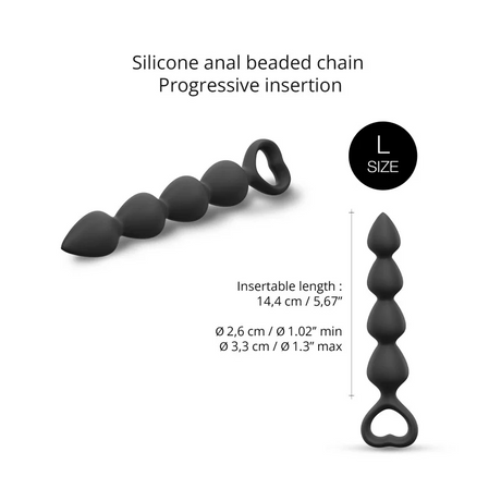 Love to Love Bing Bang L Anal Beads — Black Onyx - LV2459