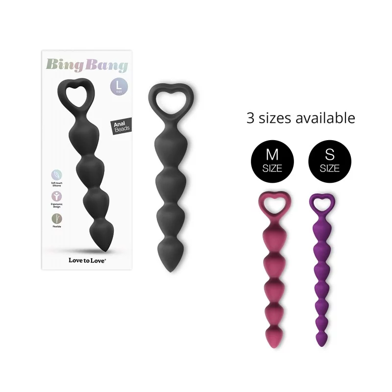 Love to Love Bing Bang L Anal Beads — Black Onyx - LV2459