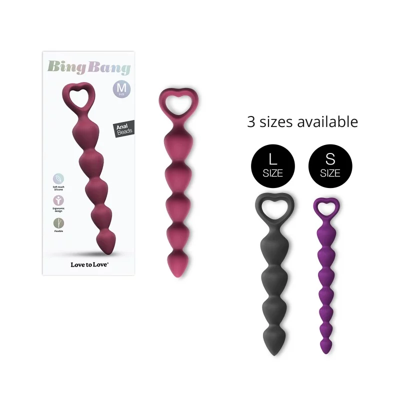 Love To Love Bing Bang M Anal Beads — Plum Star, Silicone, 15 cm - LV2442