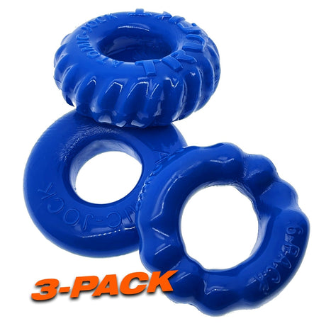 OXBALLS BONEMAKER 3-Pack Cock Ring Kit — Pool Blue - OX1707