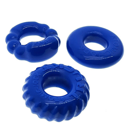 OXBALLS BONEMAKER 3-Pack Cock Ring Kit — Pool Blue - OX1707