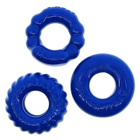 OXBALLS BONEMAKER 3-Pack Cock Ring Kit — Pool Blue - OX1707