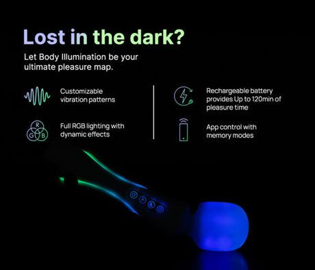 Illumination The Wand — Rechargeable Wand Vibrator with RGB Lighting - PM-P00542