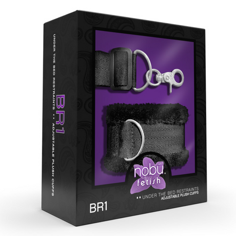 NOBÜ Under-the-Bed Restraint — Black Adjustable Plush Cuffs - NB1502