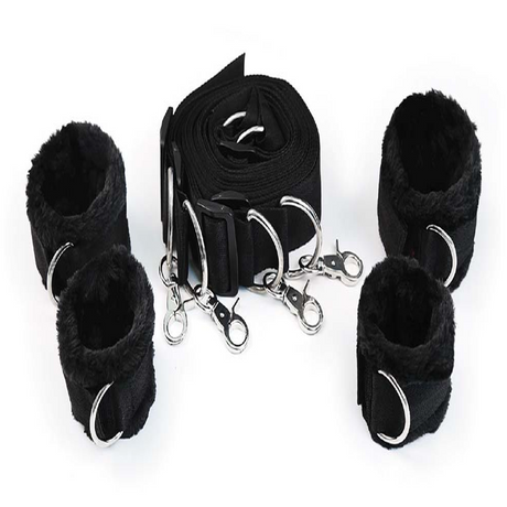 NOBÜ Under-the-Bed Restraint — Black Adjustable Plush Cuffs - NB1502