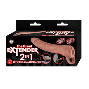 Nasstoys Great Extender 2-in-1 7.3" Extender & Masturbator, Brown - NW3346