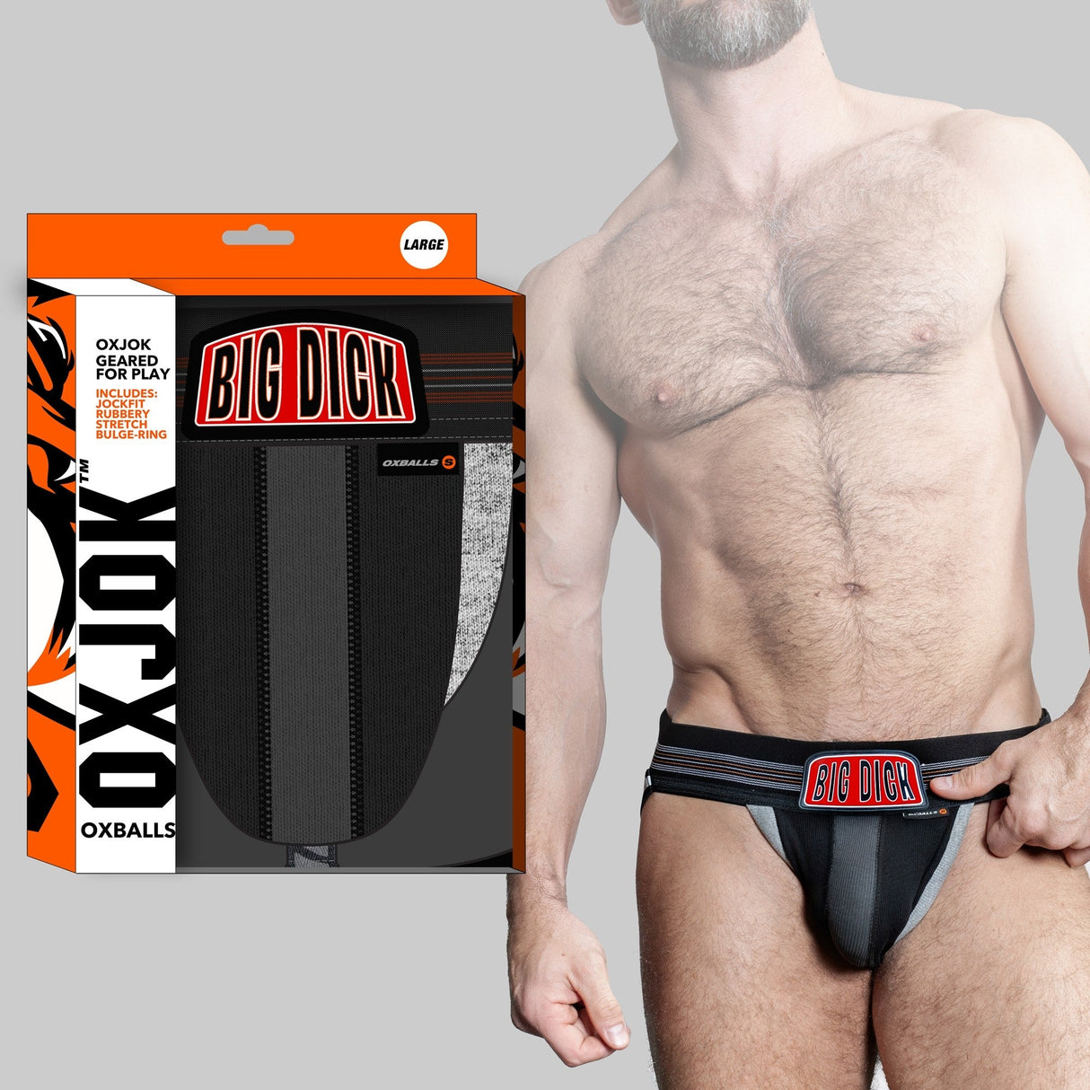 OXBALLS Bulger Pouch Jockstrap — Small (Black Iron) - OX-JOK-1003-BLK-S