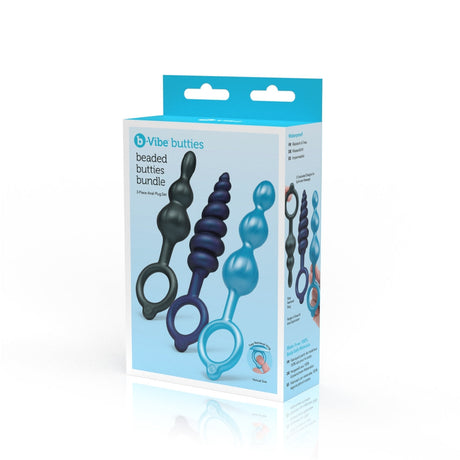 b-Vibe Beaded Butties 3‑Piece Textured Silicone Anal Plug Set - BV9761