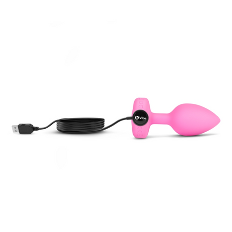 b-Vibe Vibrating Heart Plug S/M — Silicone Anal Plug with Gem Top - BV0998