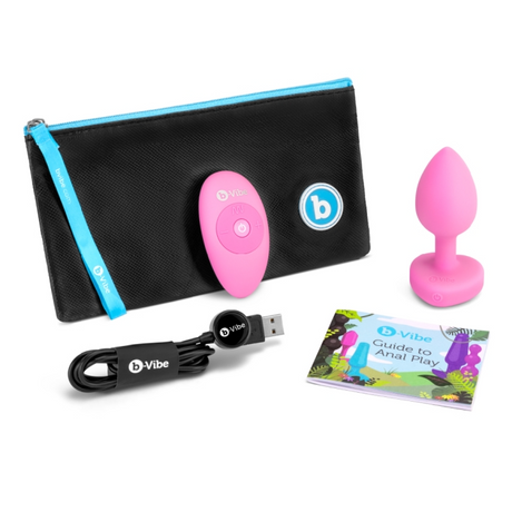 b-Vibe Vibrating Heart Plug S/M — Silicone Anal Plug with Gem Top - BV0998