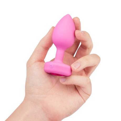 b-Vibe Vibrating Heart Plug S/M — Silicone Anal Plug with Gem Top - BV0998