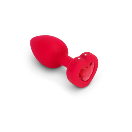 b-Vibe Vibrating Heart Plug M/L — Silicone Anal Plug, Scarlet Gem - BV1001