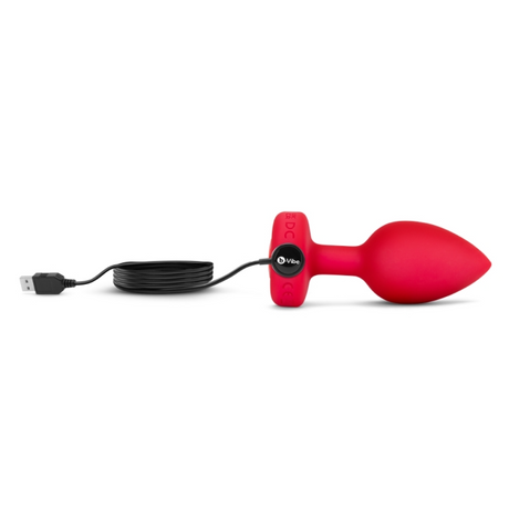 b-Vibe Vibrating Heart Plug M/L — Silicone Anal Plug, Scarlet Gem - BV1001