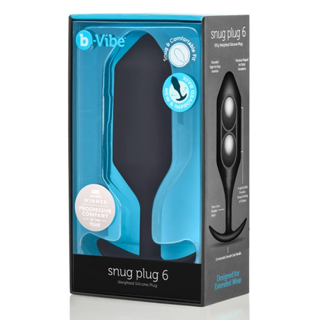b-Vibe Snug Plug 6 — Weighted Silicone Anal Plug, 515 g, Black - BV1806