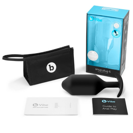 b-Vibe Snug Plug 6 — Weighted Silicone Anal Plug, 515 g, Black - BV1806