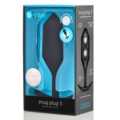 b-Vibe Snug Plug 5 — Weighted Silicone Anal Plug, Black - BV2035
