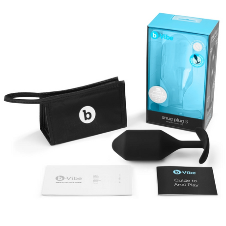 b-Vibe Snug Plug 5 — Weighted Silicone Anal Plug, Black - BV2035