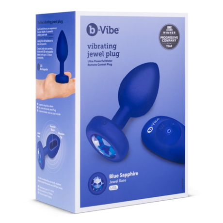 b-Vibe Vibrating Jewel Plug L/XL Navy — USB Rechargeable - BV2222