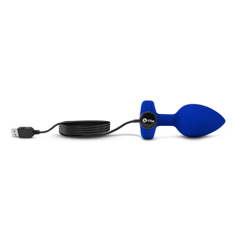 b-Vibe Vibrating Jewel Plug L/XL Navy — USB Rechargeable - BV2222