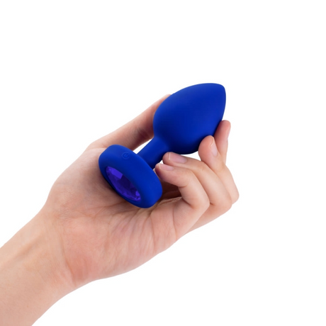 b-Vibe Vibrating Jewel Plug L/XL Navy — USB Rechargeable - BV2222