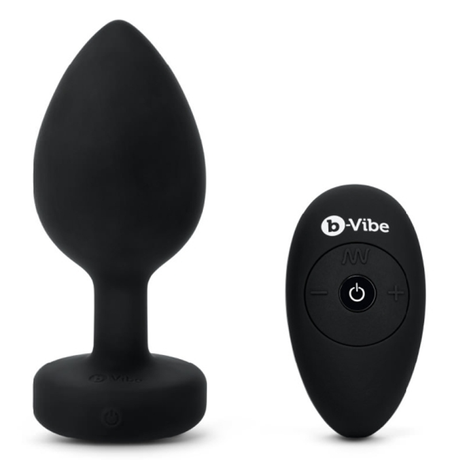 b-Vibe Vibrating Jewel Plug — XXL, Black Silicone - BV2239B