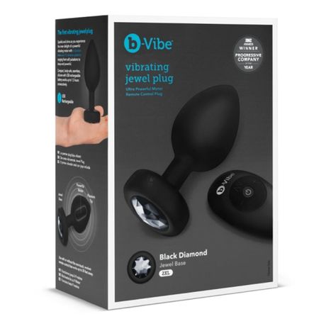 b-Vibe Vibrating Jewel Plug — XXL, Black Silicone - BV2239B