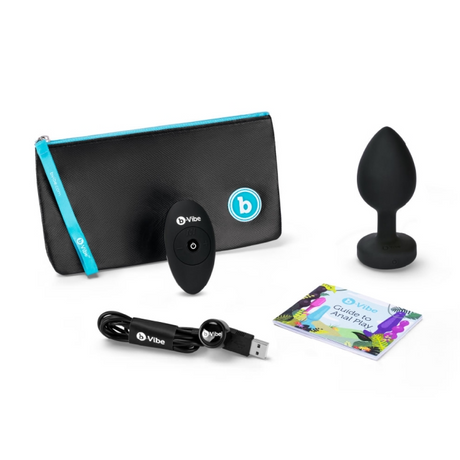b-Vibe Vibrating Jewel Plug — XXL, Black Silicone - BV2239B