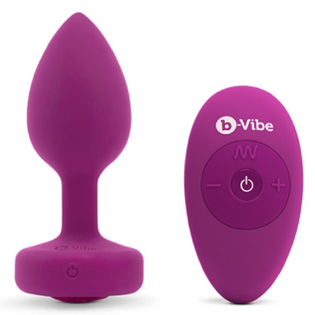b-Vibe Vibrating Jewel Plug S/M — Fuchsia - BV2377