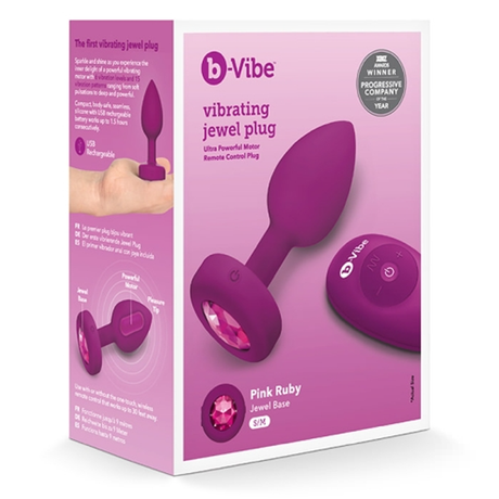 b-Vibe Vibrating Jewel Plug S/M — Fuchsia - BV2377