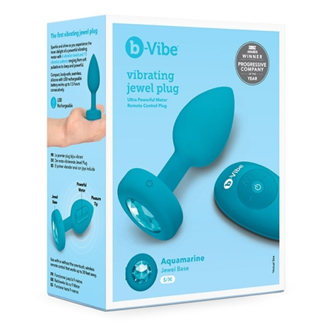 b-Vibe Vibrating Jewel Plug — S/M (Teal) - BV2384