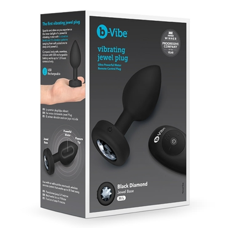 b-Vibe Vibrating Jewel Plug M/L — Black - BV2391