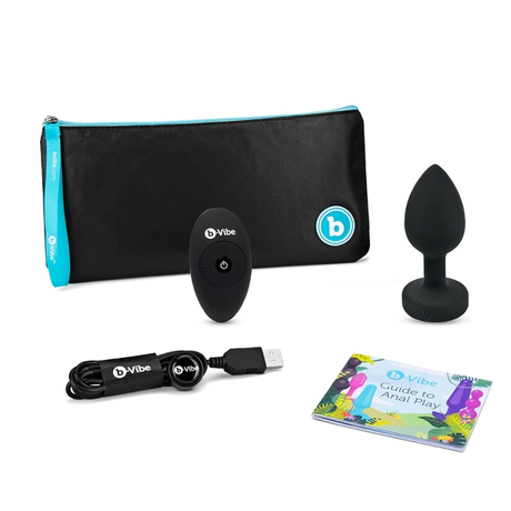 b-Vibe Vibrating Jewel Plug M/L — Black - BV2391