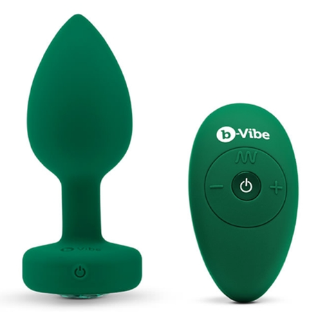b-Vibe Vibrating Jewel Plug — M/L, Emerald Green - BV2407