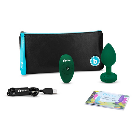 b-Vibe Vibrating Jewel Plug — M/L, Emerald Green - BV2407