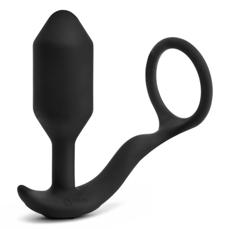 b-Vibe Vibrating Snug & Tug Anal Plug & Penis Ring — M Black - BV2414