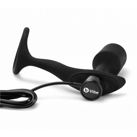 b-Vibe Vibrating Snug & Tug Anal Plug & Penis Ring — M Black - BV2414