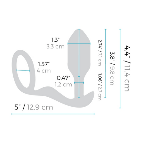 b-Vibe Vibrating Snug & Tug Anal Plug & Penis Ring — M Black - BV2414